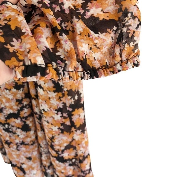 Sanctuary Womens Harvest Floral Shirred Neck Babydoll Mini Dress Small - Picture 13 of 15